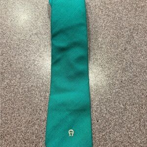 Vintage Etienne Aigner Teal Tie with Gold Tone Logo